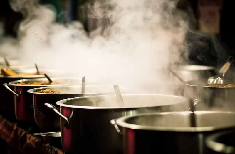 近距离煮沸的沸腾的锅在冒着水雾蒸汽烹调图像摄影,高清,摄影图,摄影图片,图片大全,摄影图免费下载